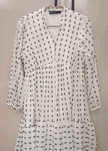 Tiered Midi Dress with Geometric Print