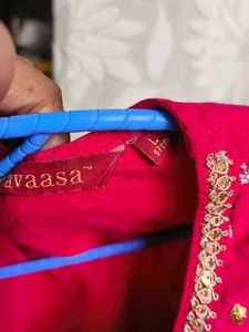 Vibrant Pink Ethnic Blouse with Gold Embellishment