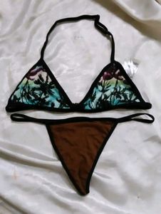 Tropical Palm Print Bikini Set