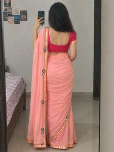 Combo of Elegant Peach and casual mustard saree