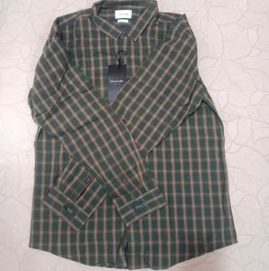 Crocodile Green Checkered Slim Fit Shirt