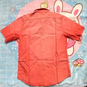 Orange Short Sleeve Button-Up Shirt