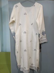 Elegant White Embroidered Kurta Set