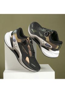 Stylish Men's Black & Gold Running Shoes