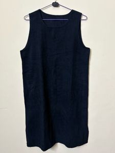 Navy Blue Sleeveless Winter Dress