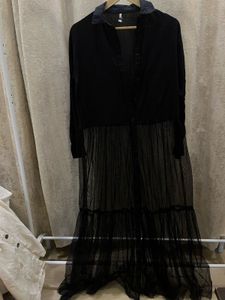 Black Mesh Tiered Maxi Dress