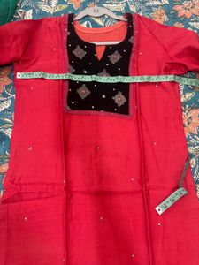 Vibrant Red chanderi Kurta