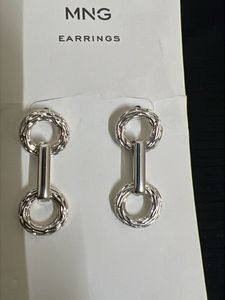 MNG Silver Tone Link Earrings