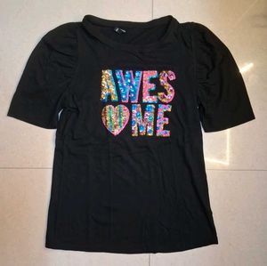 Black Sequin T-Shirt