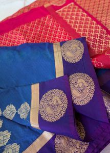 Vibrant Rani Pink-Blue saree