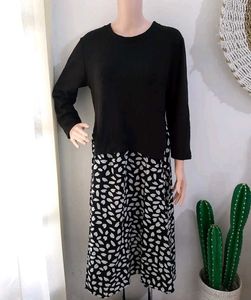Stylish Black &amp; White Wool  Dress