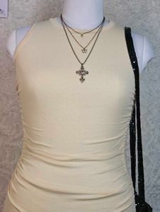 Cream Ruched Drawstring dress