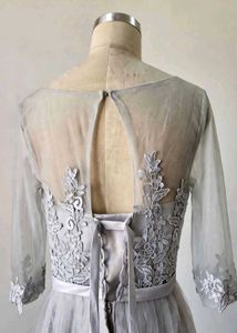 Elegant Grey Lace Tulle Dress