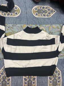 H&amp;M, Black &amp; White Striped Knit Sweater