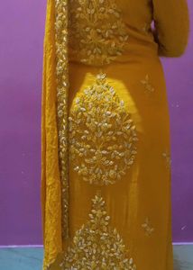 Yellow Embroidered Kurta Set with Dupatta