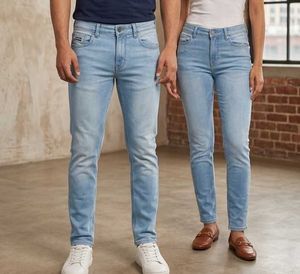 Unisex Light Blue Slim Fit Denim Jeans (Waist 30)