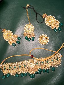 Necklace Earrings Mangtika Ring Set