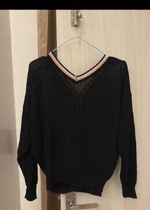 Black V-Neck Knitted Sweater