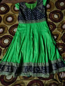 Parrot Green Ethnic Anarkali Kurti