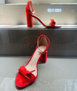 Red Strappy Block Heels
