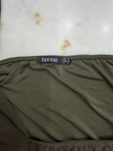 Boohoo Olive Green Strapless Top