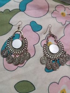 Boho Mirror Coin Dangle Earrings