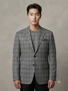 Men's Grey Plaid Blazer