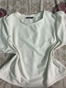Chic White Textured Top zudio
