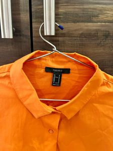 Forever 21 Orange Crop Button Up Shirt
