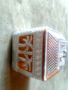 Decorative Silver and Orange Jewel Box