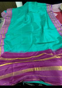 pureTeal and Purple Saree