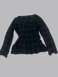 Green Plaid Long Sleeve Top