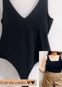 Combo -bodysuit + leather skort