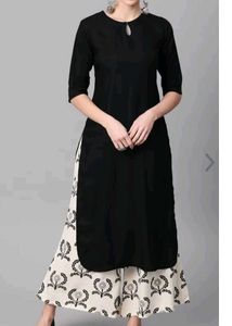 Gerua By Libas Black Kurta With Printed Palazzos