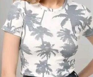 Palm Tree Print Crop Top