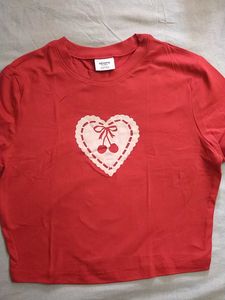 Cute Cherry Heart Graphic Tee