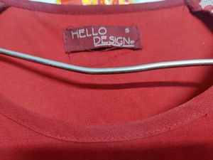 Hello Design Maroon Dress ( S)
