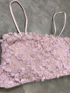 Beautiful Lace Rose Crop Top