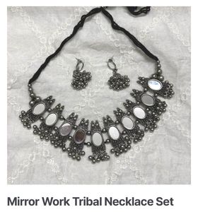 Mirror Work Tribal Necklace &amp; Earring Set
