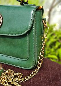 Chic Green Handbag with Embellishment