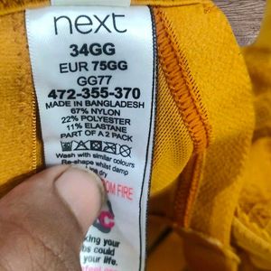 34 GG Yellow Lace Bra