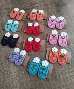 Handmade crochet Hair clips (set of 5 pairs)
