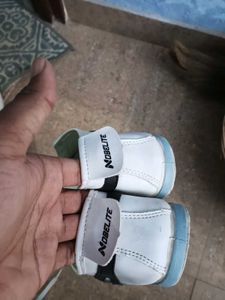 White Casual Sneakers with Blue Stripes