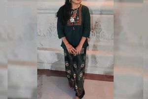Green Embroidered Kurta with Peacock Print Pants