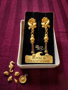 Golden Floral Drop Earrings