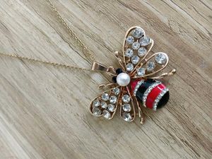 Gold Bee Pendant Necklace 🐝✨ | Rhinestone / Cute