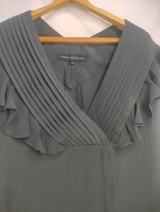 French Connection Gray Pleated Dress LR-11