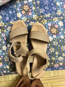 Chic Beige Platform Block Heels