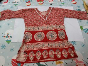 Red Ethnic Printed Kurta