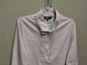 Pink Gingham Bell Sleeve Shirt